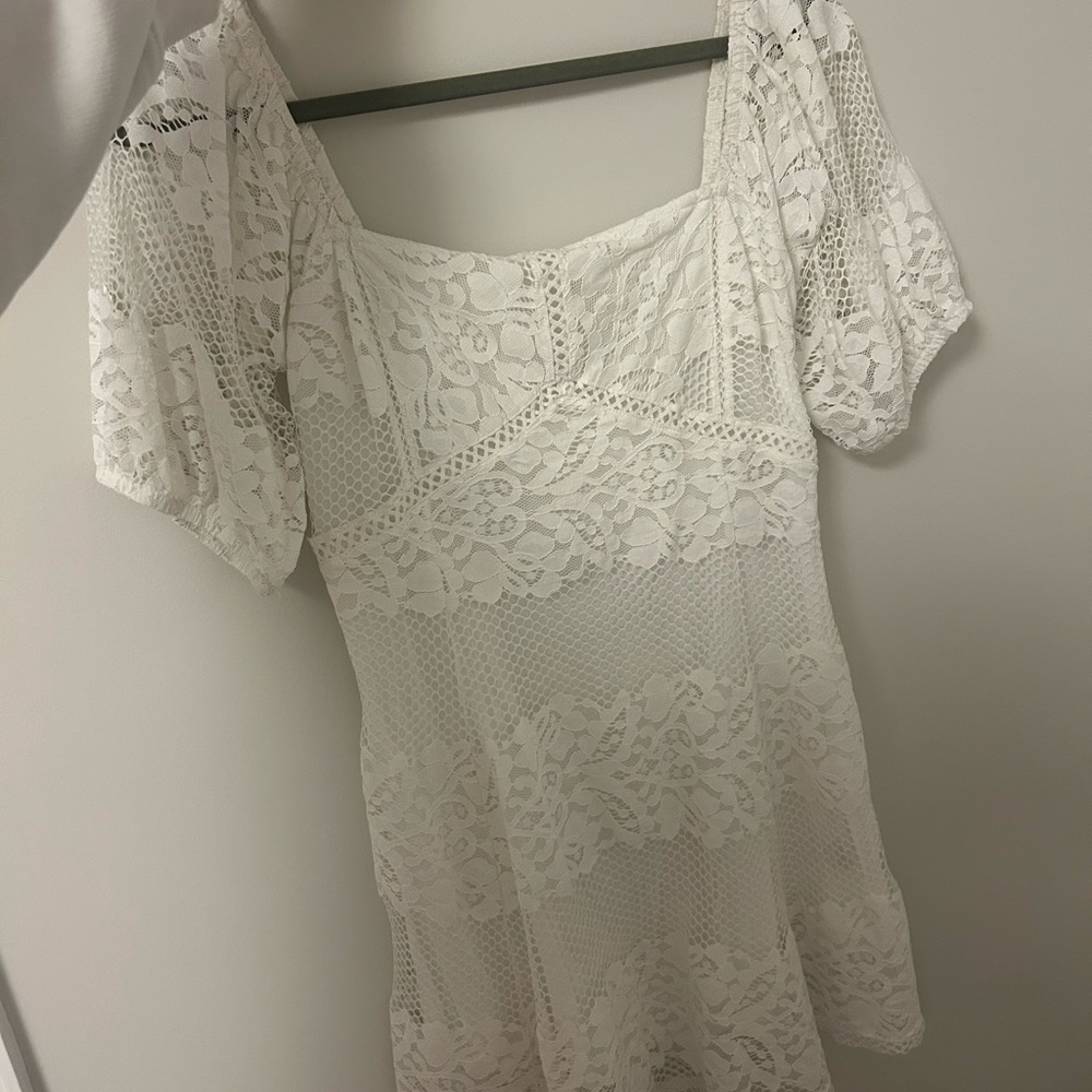 Free People White Lace Mini Dress